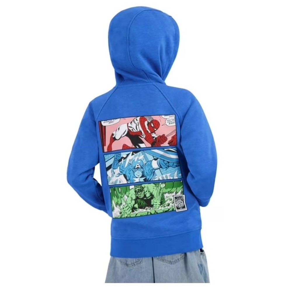 Marvel Zip Up Hoodie Boy 8 Blue Hulk Spider-Man Captain America Comic Jacket NWT - Picture 3 of 5